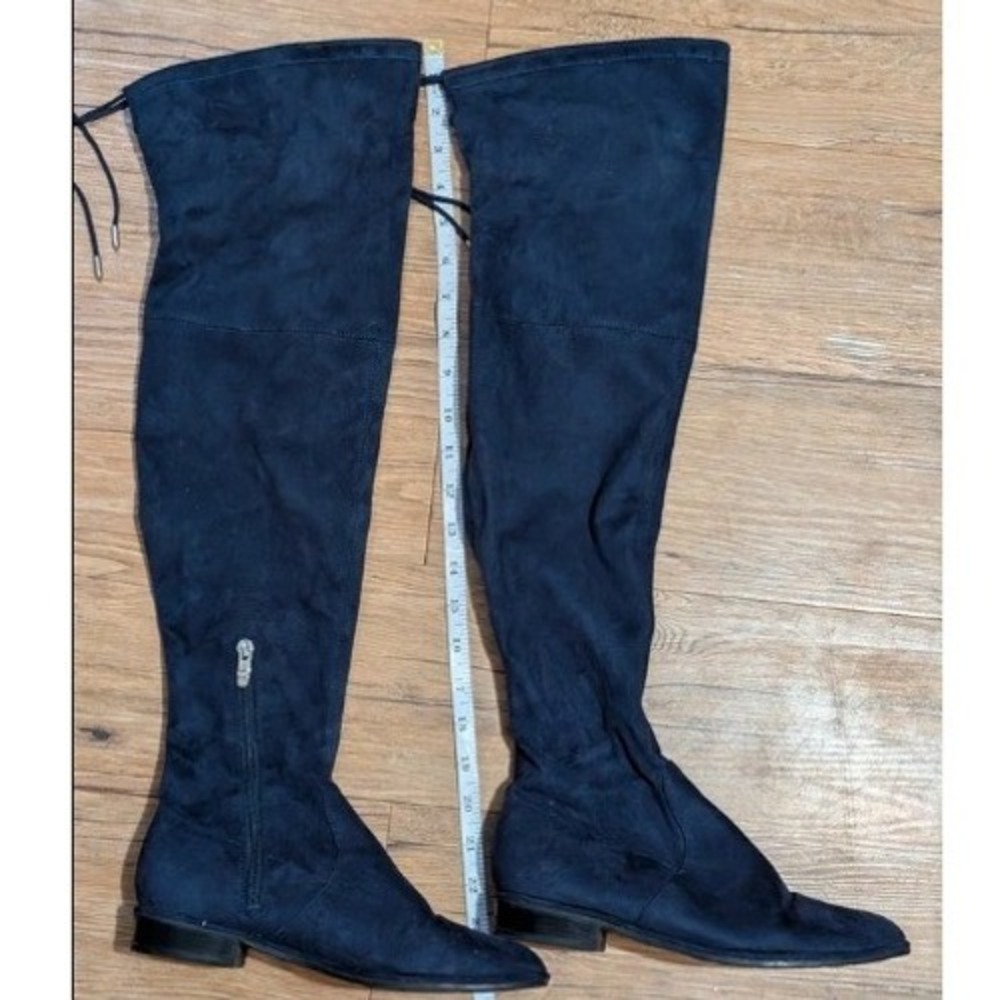 Mark Fisher Women Navy Blue Faux Suede Over The Knee Boots Size 6.5 M QMHUMOR2